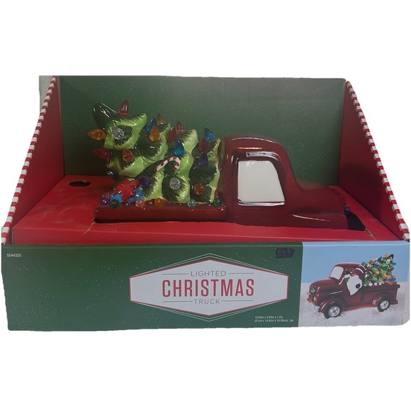 Hobby Lobby Lighted Ceramic Santa Christmas Tree Vintage Red Truck 10" 2016 NEW - Picture 6 of 11